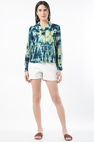 Blue & Yellow Tie-Dyed Shirt by linencut