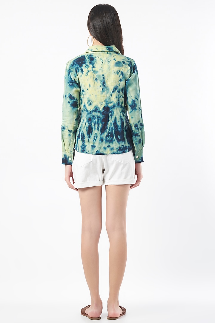 Blue & Yellow Tie-Dyed Shirt by linencut at Pernia's Pop Up Shop