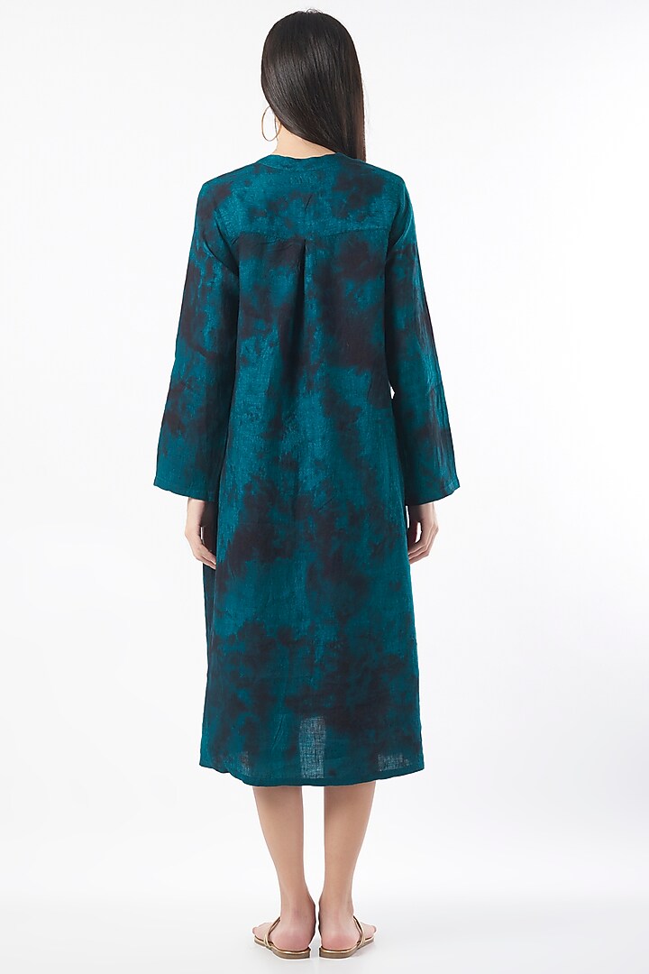 Blue & Black Tie-Dyed Summer Dress by linencut at Pernia's Pop Up Shop