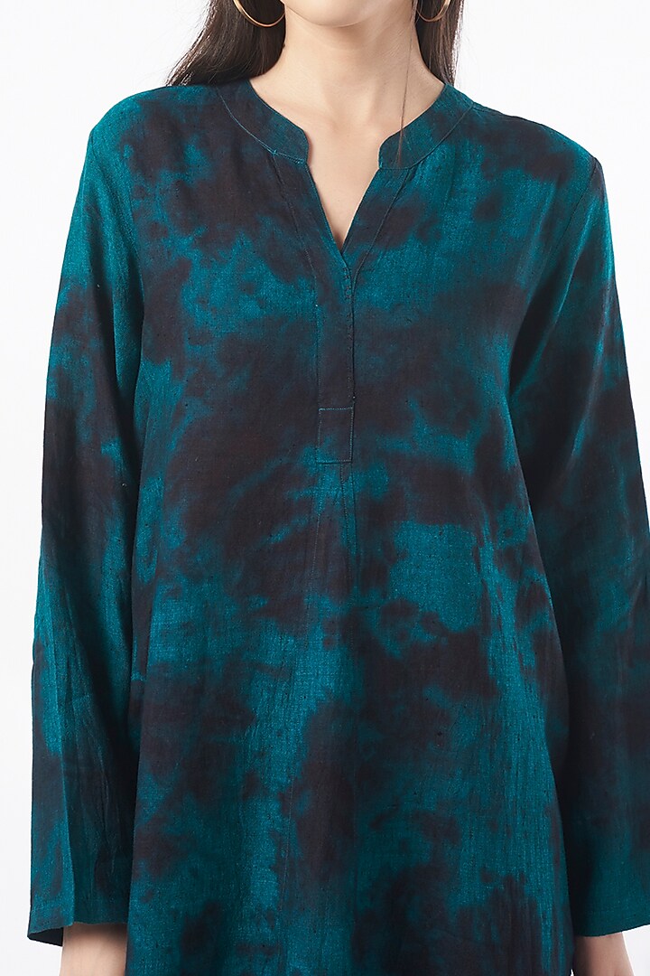 Blue & Black Tie-Dyed Summer Dress by linencut at Pernia's Pop Up Shop