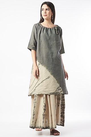 Beige Tie-Dyed Skirt by linencut
