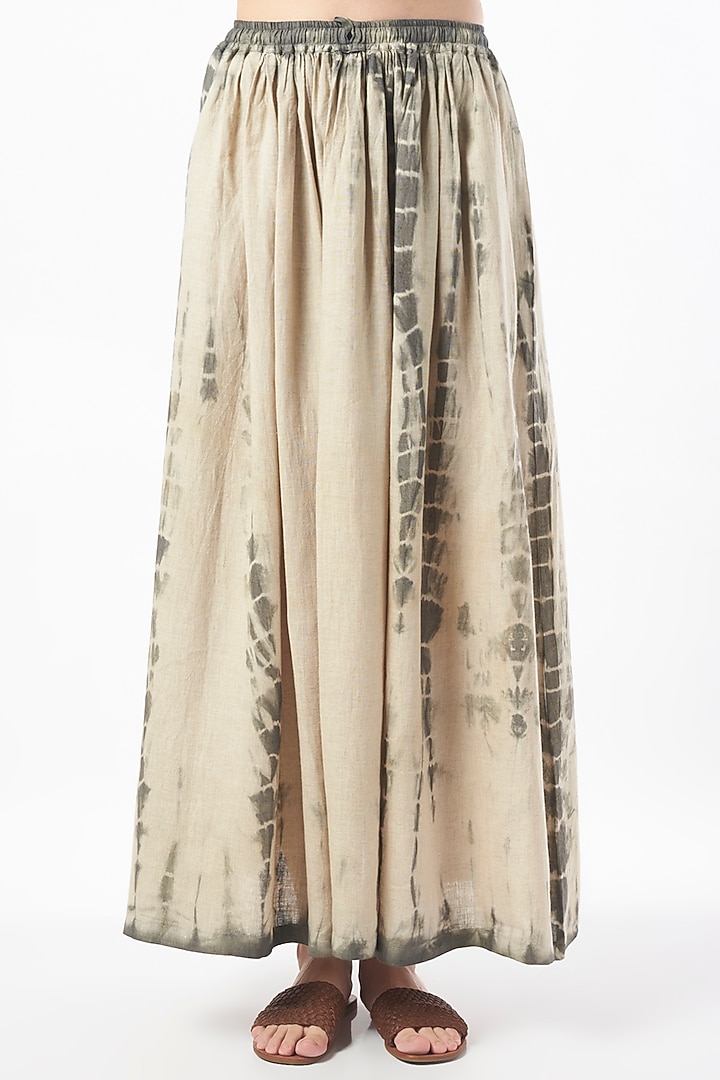 Beige Tie-Dyed Skirt by linencut at Pernia's Pop Up Shop