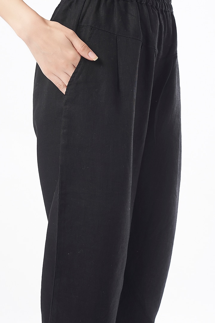 Black Pure Linen Pants by linencut at Pernia's Pop Up Shop