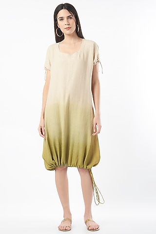 Beige & Olive Ombre Dress by linencut