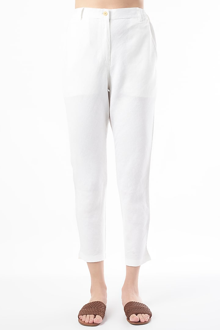 White Pure Linen Pants by linencut at Pernia's Pop Up Shop