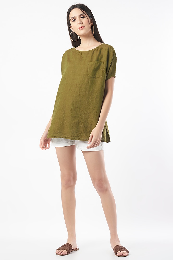 Olive Pure Linen Top by linencut