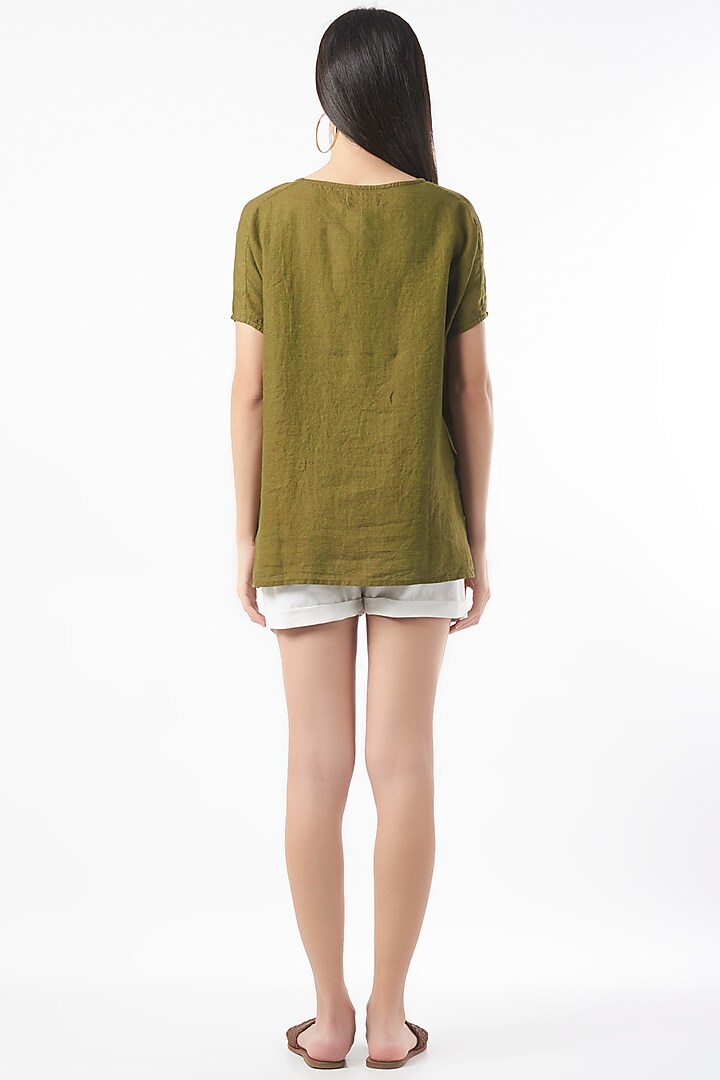 Olive Pure Linen Top by linencut at Pernia's Pop Up Shop
