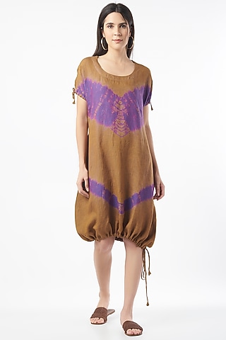 Brown & Purple Tie-Dyed Dress by linencut