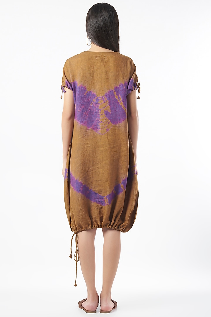 Brown & Purple Tie-Dyed Summer Dress by linencut at Pernia's Pop Up Shop