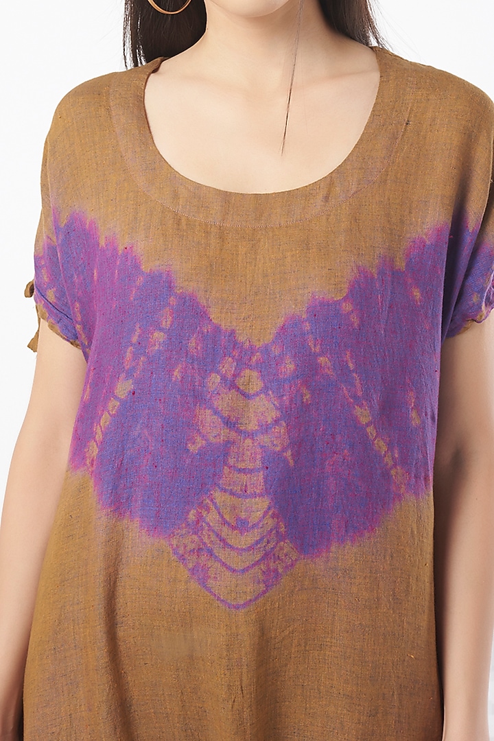 Brown & Purple Tie-Dyed Summer Dress by linencut at Pernia's Pop Up Shop