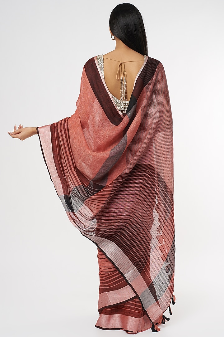 Pink Pure Linen Stripe Printed by linencut at Pernia's Pop Up Shop