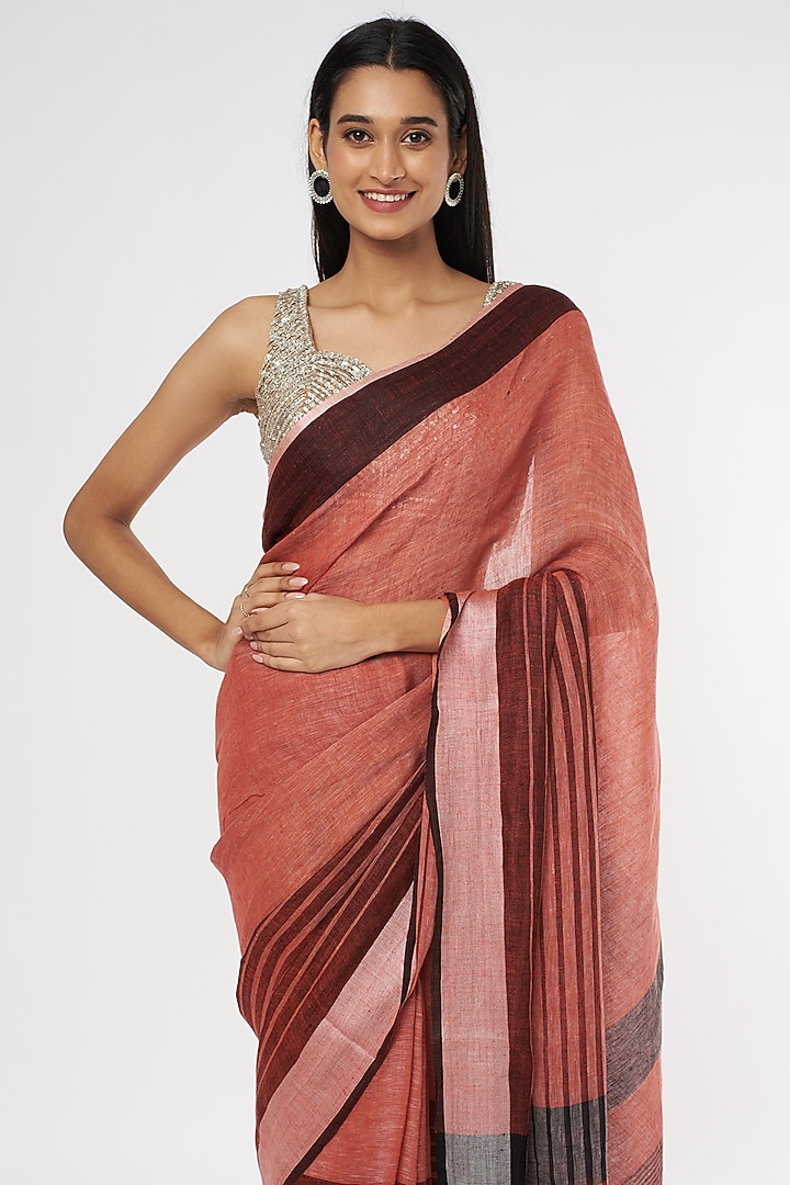 Pink Pure Linen Stripe Printed by linencut at Pernia's Pop Up Shop