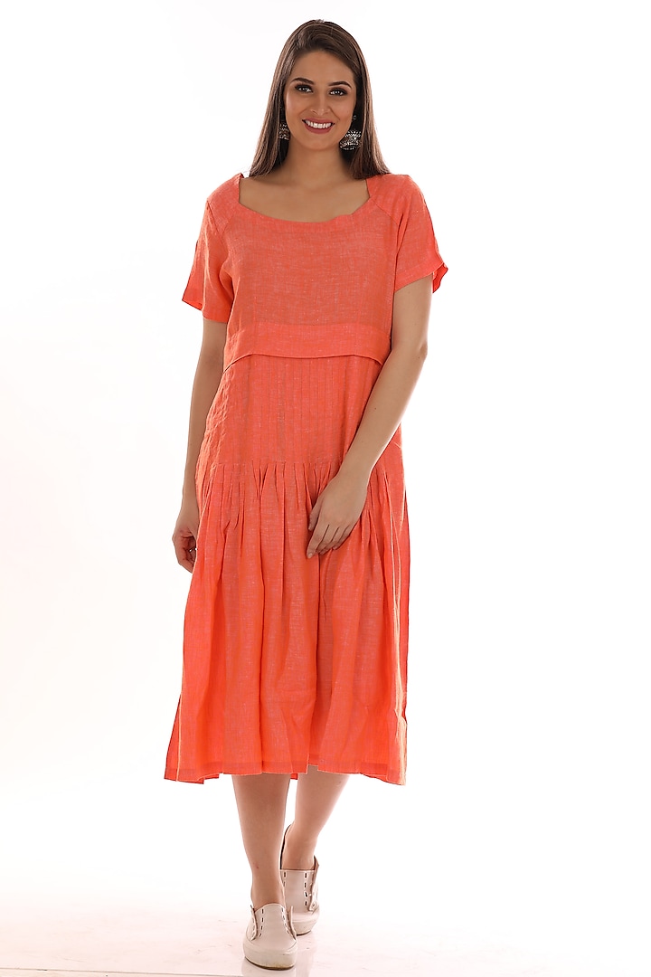 Orange Linen Dress by linencut