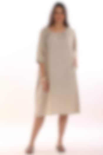 Nude A-Line Flared Linen Dress by linencut at Pernia's Pop Up Shop