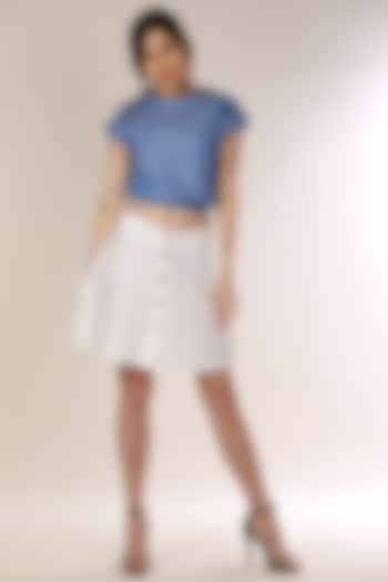 White Linen Mini Skirt by linencut