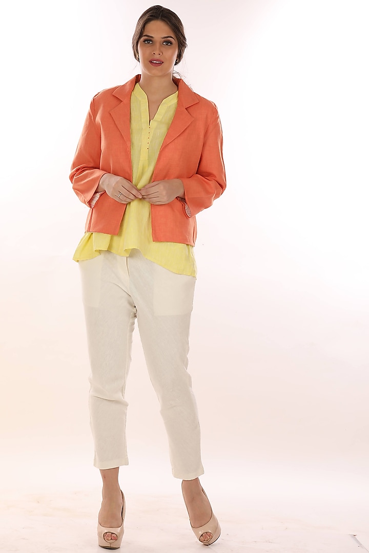 Orange Linen Cropped Jacket by linencut at Pernia's Pop Up Shop