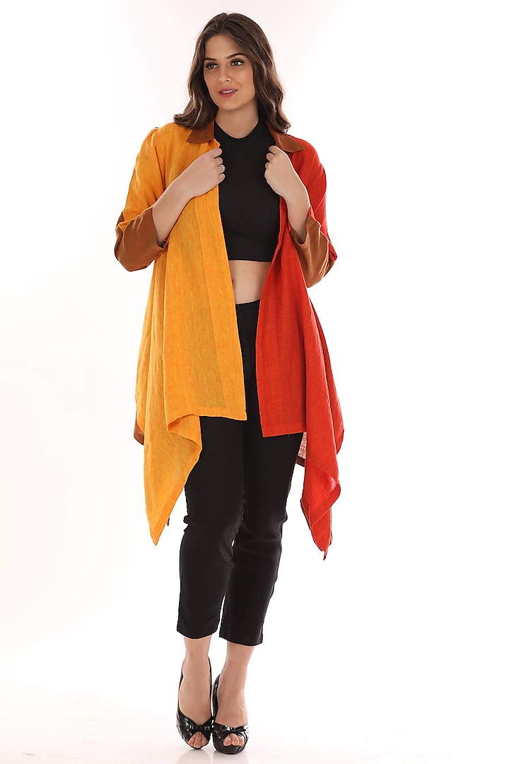 Yellow & Red Linen Shrug by linencut