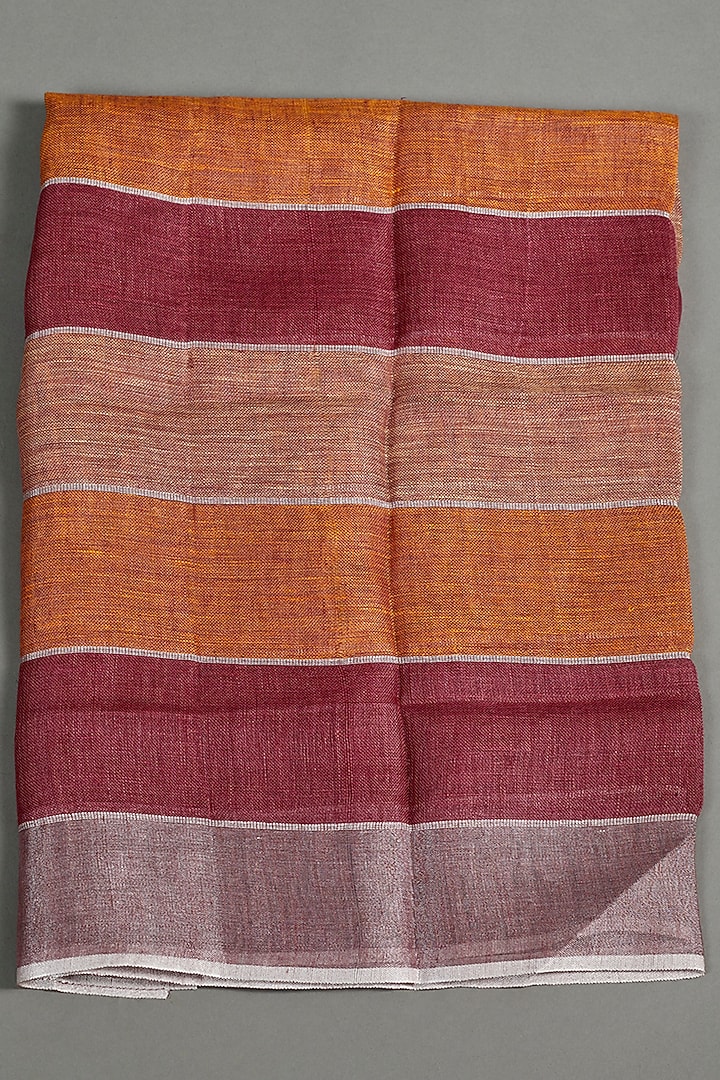 Multi-Colored Pure Linen Checks Printed Festive Saree by linencut at Pernia's Pop Up Shop