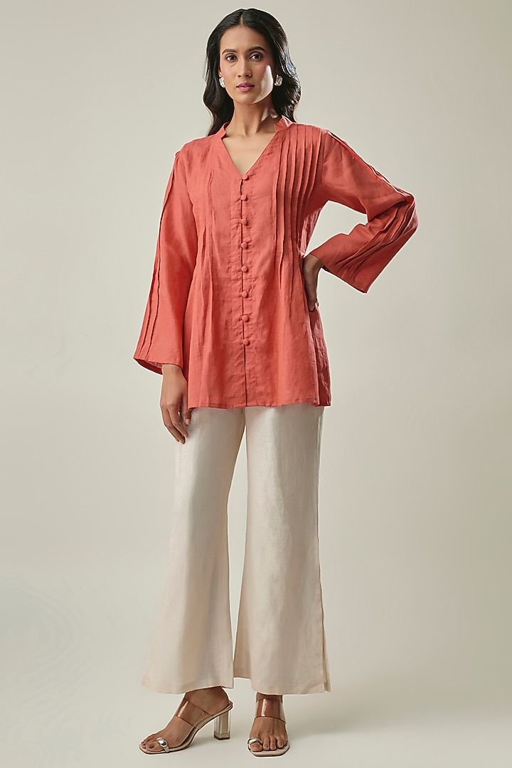 Rust & Ivory Pure Linen Co-ord Set by Linera at Pernia's Pop Up Shop
