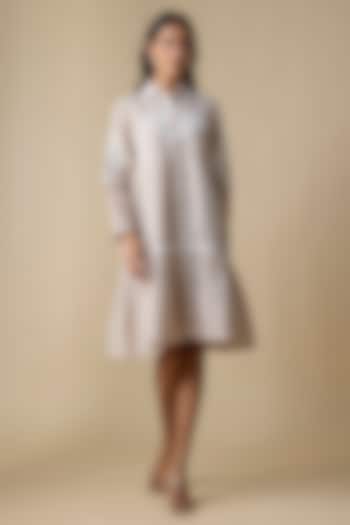 Beige Linen Blend Shirt Summer Dress by Linera at Pernia's Pop Up Shop