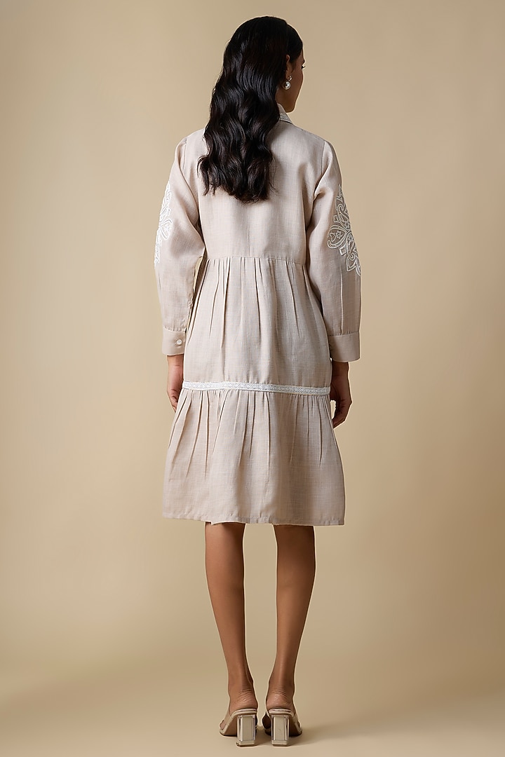 Beige Linen Blend Shirt Summer Dress by Linera at Pernia's Pop Up Shop