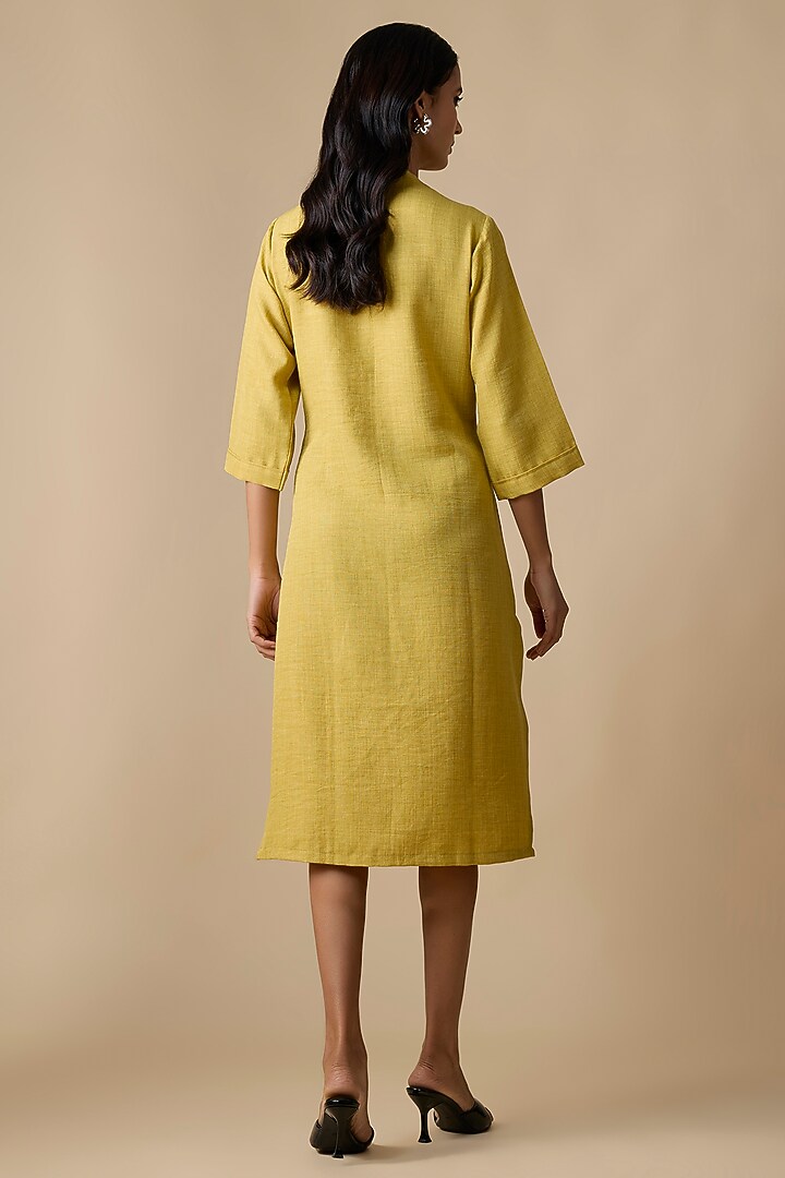 Yellow Turkish Linen Embroidered Summer Dress by Linera at Pernia's Pop Up Shop