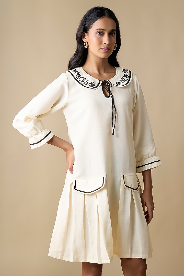 White Turkish Linen Embroidered Summer Dress by Linera at Pernia's Pop Up Shop