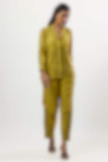 Golden Turkish Linen Embroidered Co-Ord Set by Linera at Pernia's Pop Up Shop