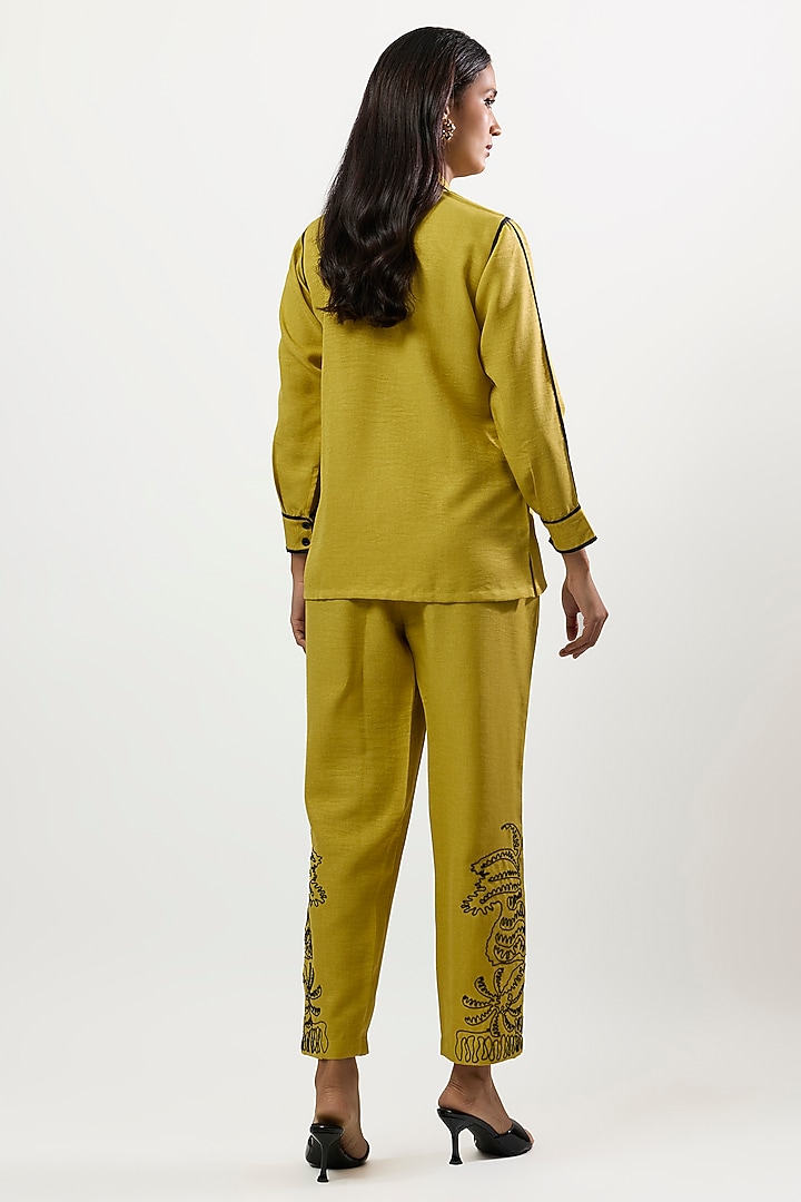 Golden Turkish Linen Embroidered Co-Ord Set by Linera at Pernia's Pop Up Shop