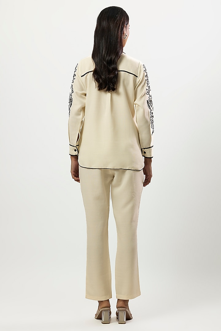 White & Black Turkish Linen Embroidered Co-Ord Set by Linera at Pernia's Pop Up Shop