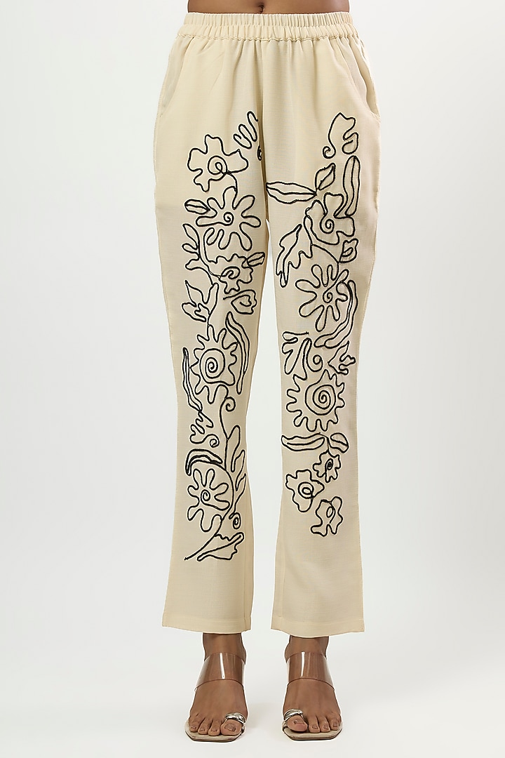 White & Black Turkish Linen Embroidered Co-Ord Set by Linera at Pernia's Pop Up Shop