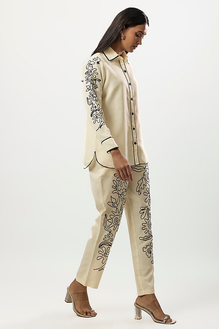 White & Black Turkish Linen Embroidered Co-Ord Set by Linera at Pernia's Pop Up Shop