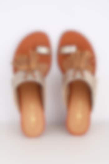 Tan & Golden Block Heels by Leonish By Nidhi Sheth