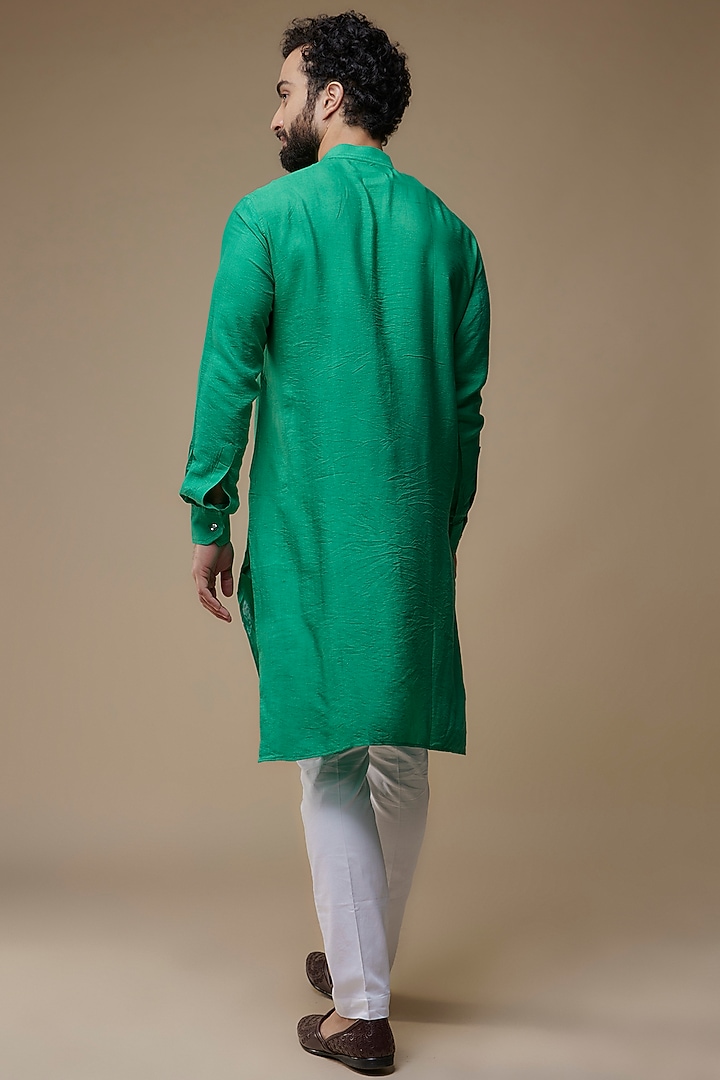 Green Cotton Hand-Painted Kurta Set by Label Neha saxena at Pernia's Pop Up Shop