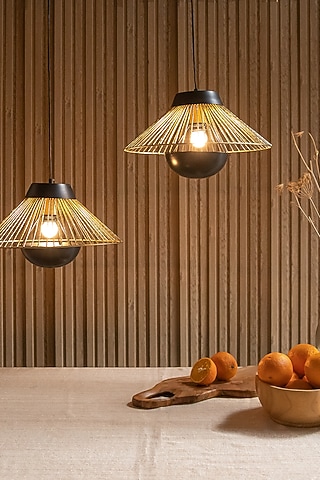 Black & Gold Iron Pendant Light by Logam