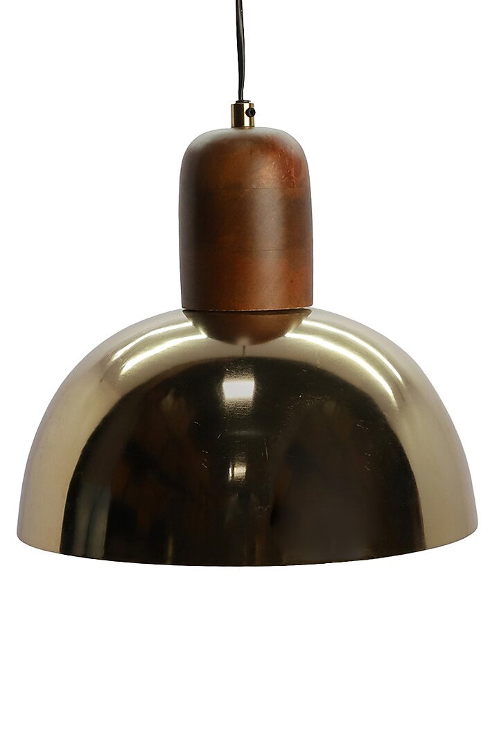 Gold Iron & Mango Wood Pendant Light by Logam at Pernia's Pop Up Shop