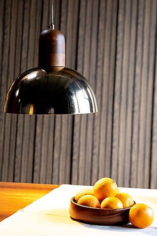 Gold Iron & Mango Wood Pendant Light by Logam