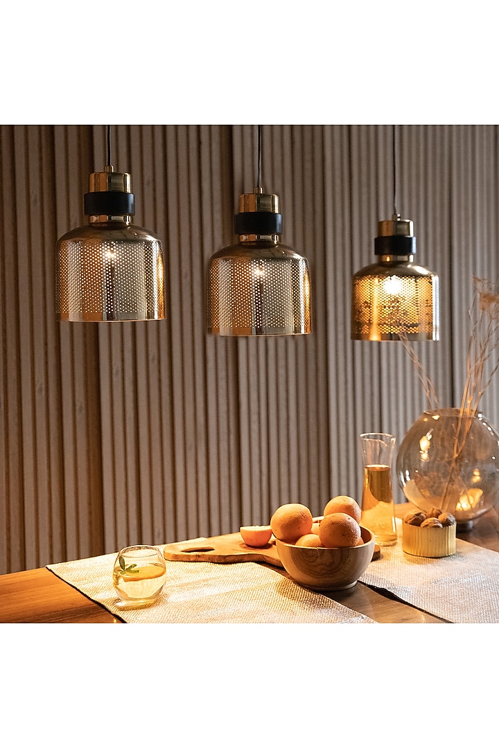 Gold & Black Iron Pendant Light by Logam at Pernia's Pop Up Shop