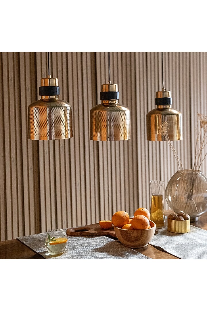 Gold & Black Iron Pendant Light by Logam at Pernia's Pop Up Shop