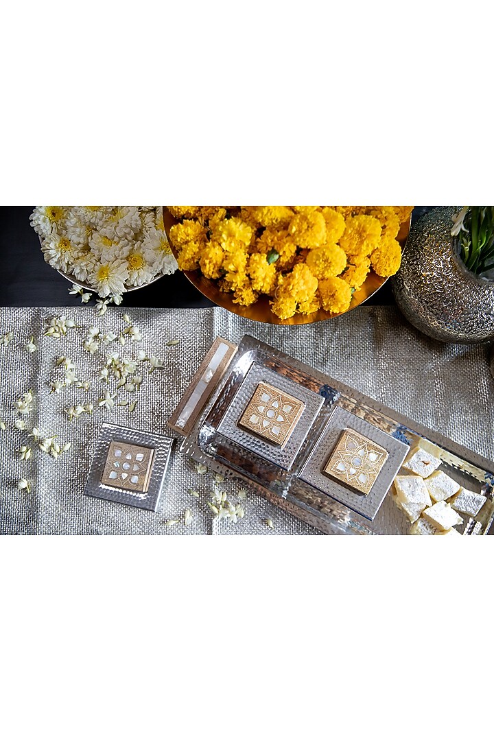 Nickel Mother Of Pearl Tray & Jars Set by Logam at Pernia's Pop Up Shop