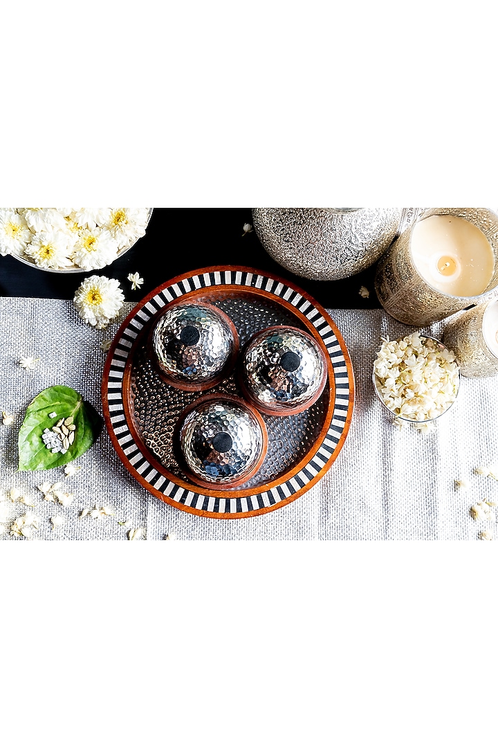 Nickel Mother Of Pearl & Aluminium Tray & Jars Set by Logam at Pernia's Pop Up Shop