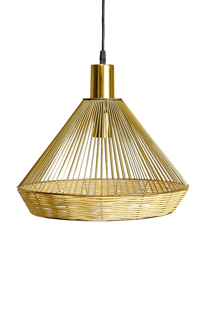 Gold Iron & Rattan Pendant Light by Logam at Pernia's Pop Up Shop