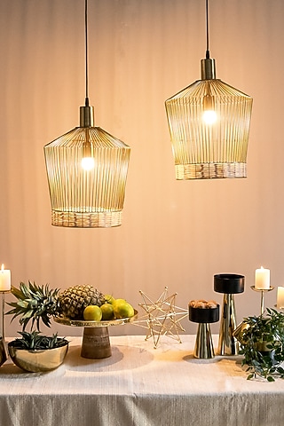 Gold Bell-Shaped Pendant Light by Logam