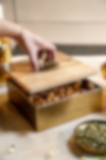 Brown & Gold Wooden Box by Logam at Pernia's Pop Up Shop