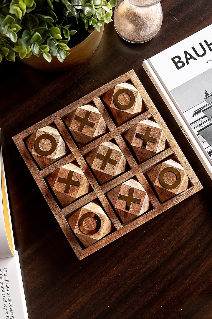 Dark Wood & Gold Acrylic Key Word- Table Showpiece by Logam