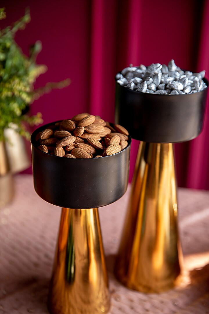 Black & Gold Mild Steel Decorative Bowl (Set Of 2) by Logam at Pernia's Pop Up Shop