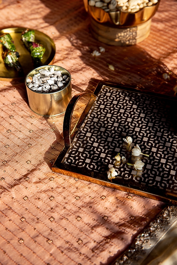 Shiny Gold Mild Steel & Glass Tray by Logam at Pernia's Pop Up Shop