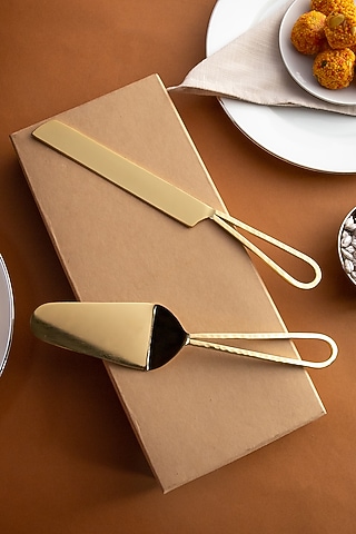 Gold Stainless Steel Cutlery (Set Of 3) by Logam