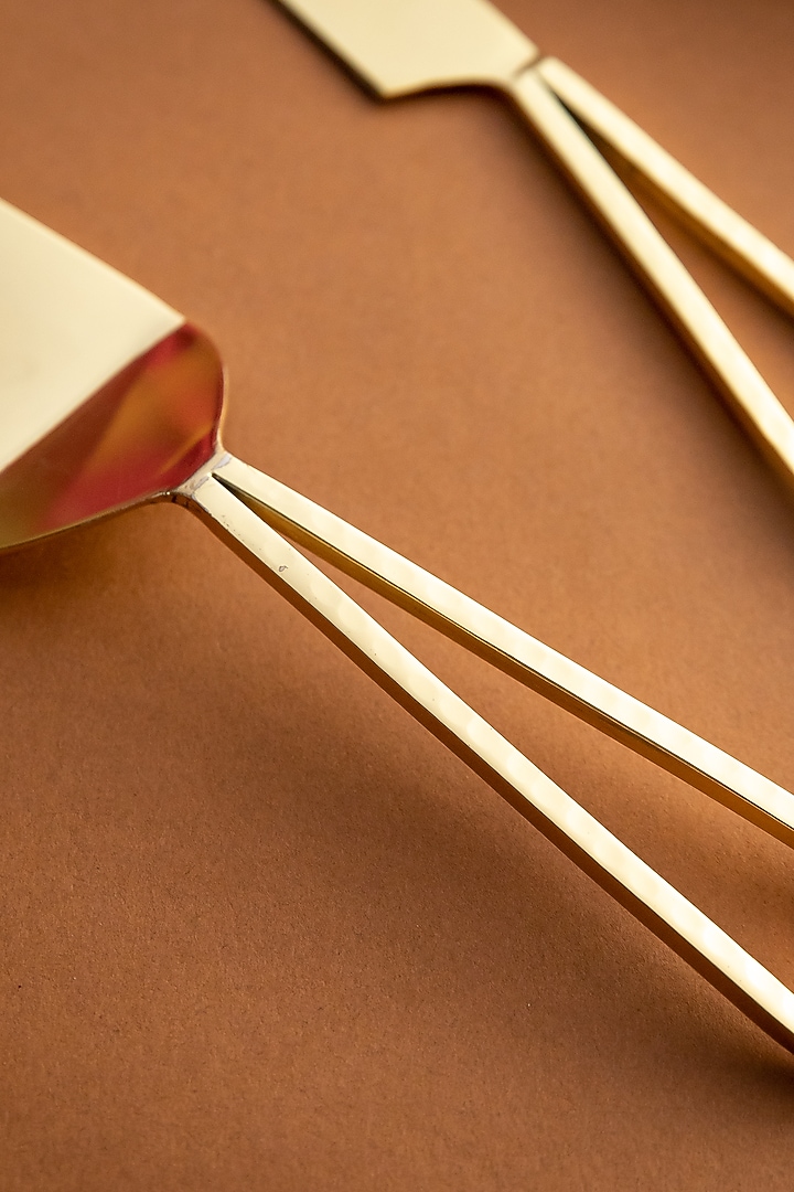 Gold Stainless Steel Cutlery (Set Of 3) by Logam at Pernia's Pop Up Shop