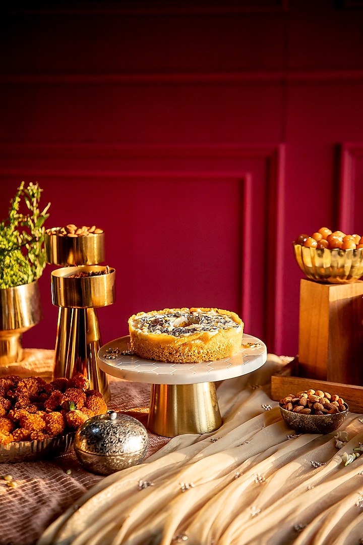 White & Gold Aluminium Cake Stand by Logam at Pernia's Pop Up Shop